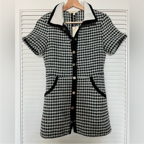 NWT: $445 MAJE Renaga Green Tweed Collared Mini Dress, Size 36 (XS) - Picture 6 of 10
